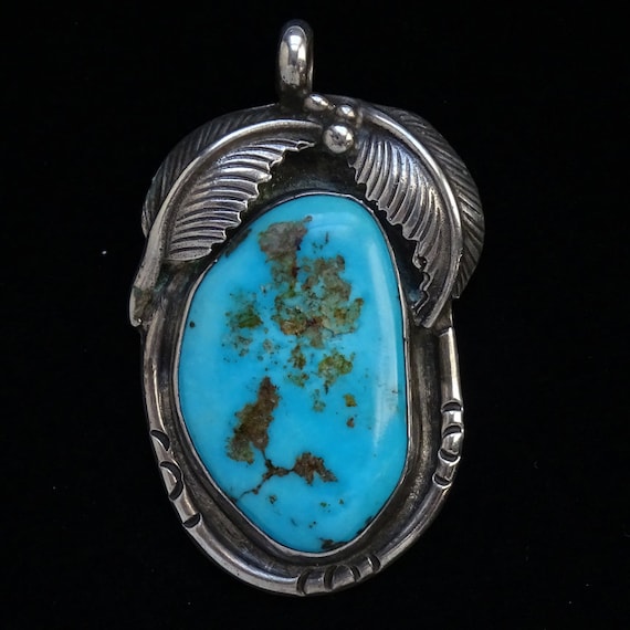 Heavier Detailed!! Vintage Native American Navajo Feather Sterling Silver Turquoise Necklace Old Heavier Detailed!! Vintage Native American Navajo Feather Sterling Silver Turquoise Necklace Old