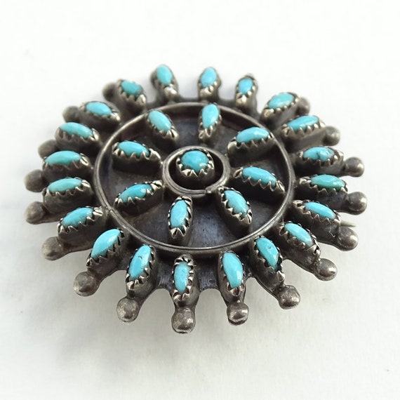 Vintage, Zuni, Sterling Silver, Turquoise, Needle… - image 4