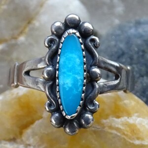 Vintage Navajo Turquoise Ring, Bell Trading Post Sterling Silver