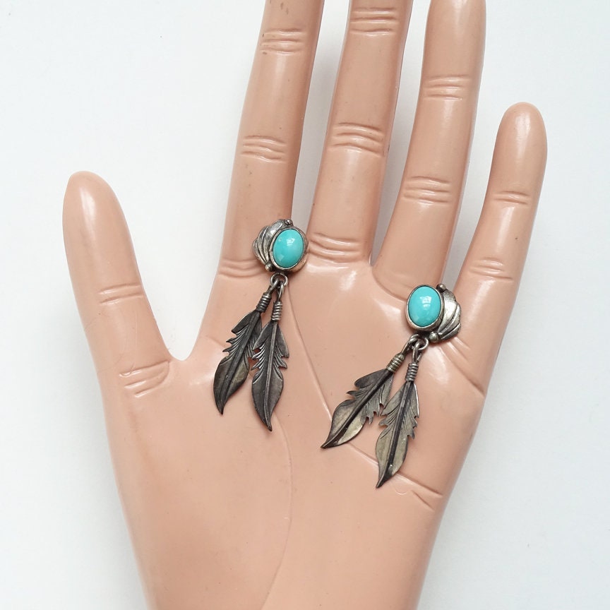 Turquoise  Navajo Pearl Hoop Earrings