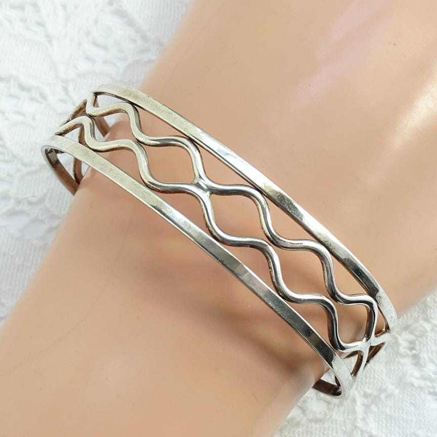 Wavy Sterling Silver Vintage Cuff - Etsy