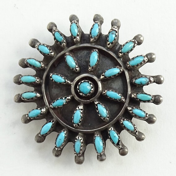 Vintage, Zuni, Sterling Silver, Turquoise, Needle… - image 5