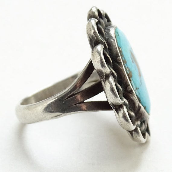 Vintage Navajo, Turquoise Ring, Two Color, Cold S… - image 4