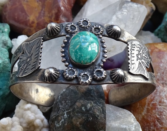 Fred Harvey Old Navajo Turquoise Cuff Bracelet