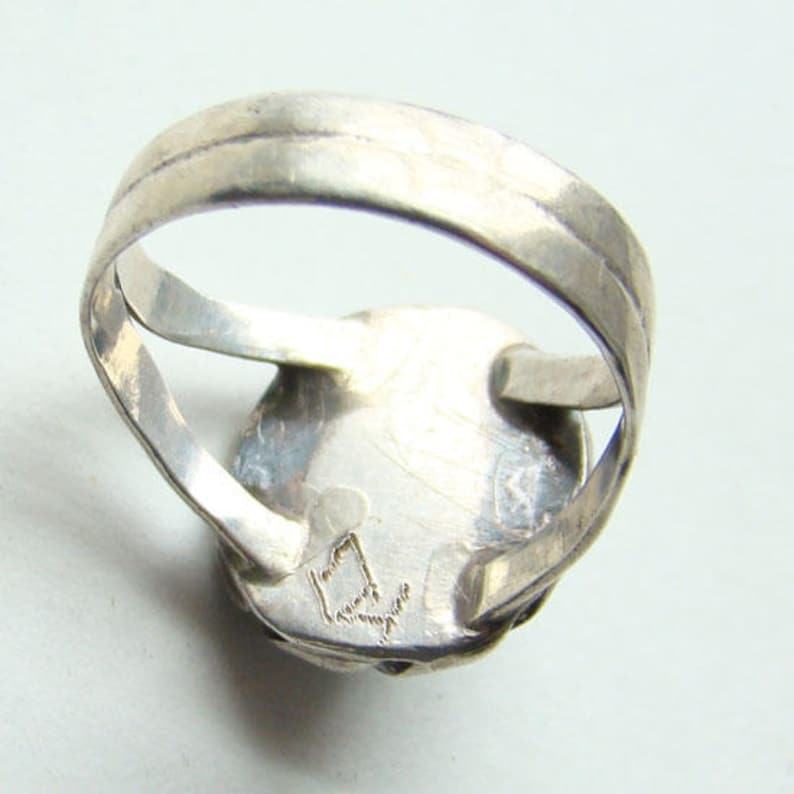 Vintage Southwestern Turquoise Ring Size 9 34 to 10 Sterling Silver Native American Indian Jewelry