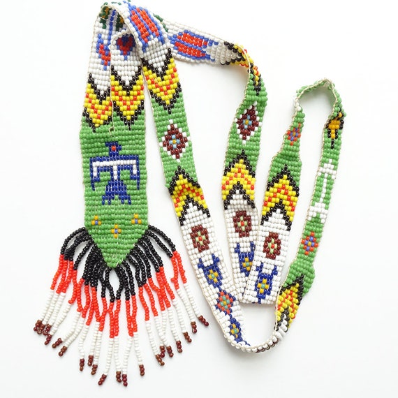 Vintage Native American, Navajo Beadwork Necklace… - image 5