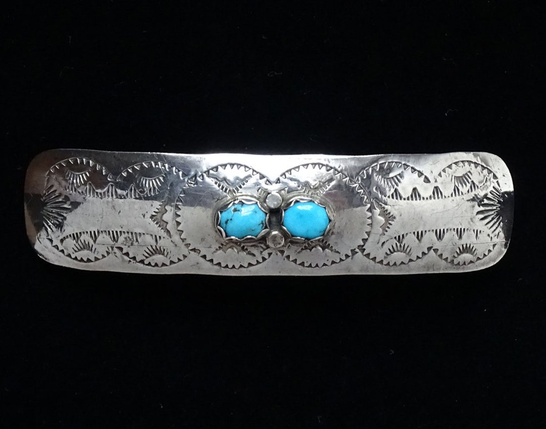 Barrette à Cheveux Turquoise Artisanale Style Navajo - Neuf Avec étiquettes - Pour Cheveux Fins