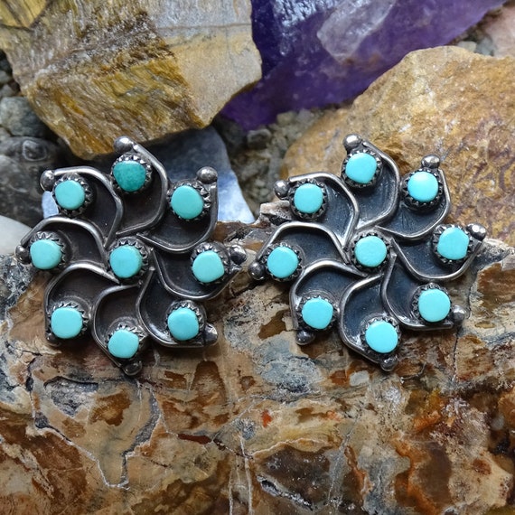 Vintage, Native American, Navajo Earrings, Turquo… - image 1