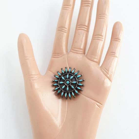 Vintage, Zuni, Sterling Silver, Turquoise, Needle… - image 7