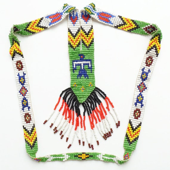 Vintage Native American, Navajo Beadwork Necklace… - image 4