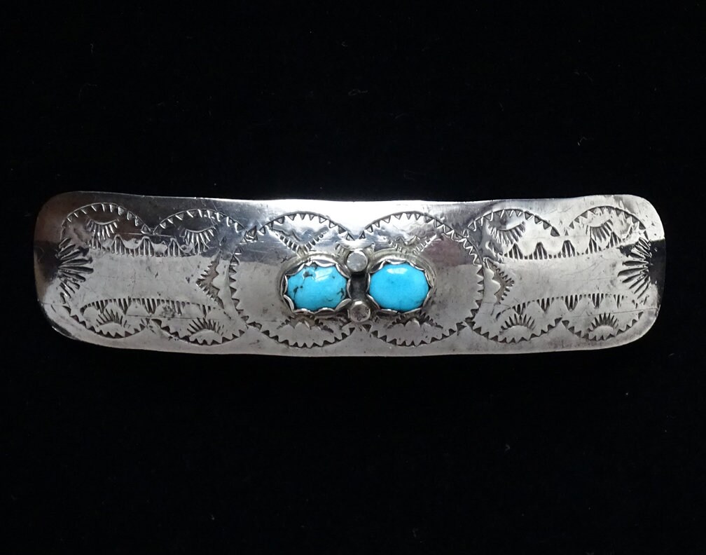 Vintage Native American Navajo Turquoise Hair Clip Barrette  display picture 2