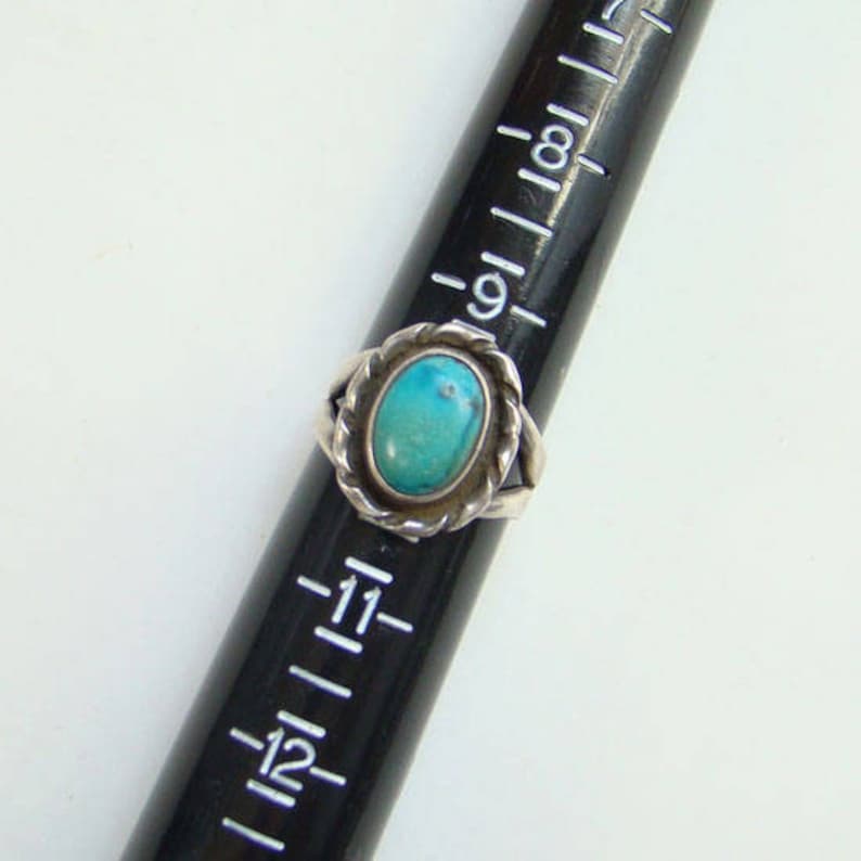 Vintage Southwestern Turquoise Ring Size 9 34 to 10 Sterling Silver Native American Indian Jewelry