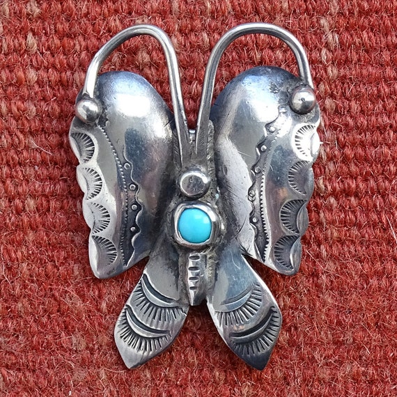 Vintage Navajo, Butterfly Pin Brooch, Turquoise, … - image 1