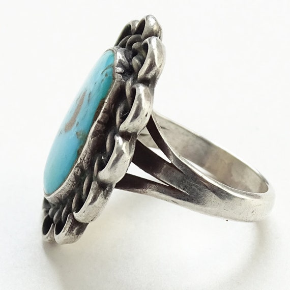 Vintage Navajo, Turquoise Ring, Two Color, Cold S… - image 5