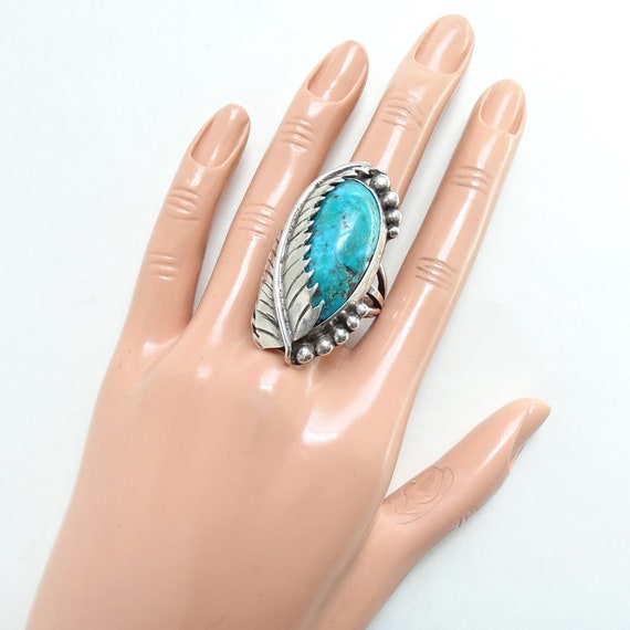 Exquisite Navajo Turquoise Ring Size 10 Sterling Silver Exquisite Navajo Turquoise Ring Size 10 Sterling Silver