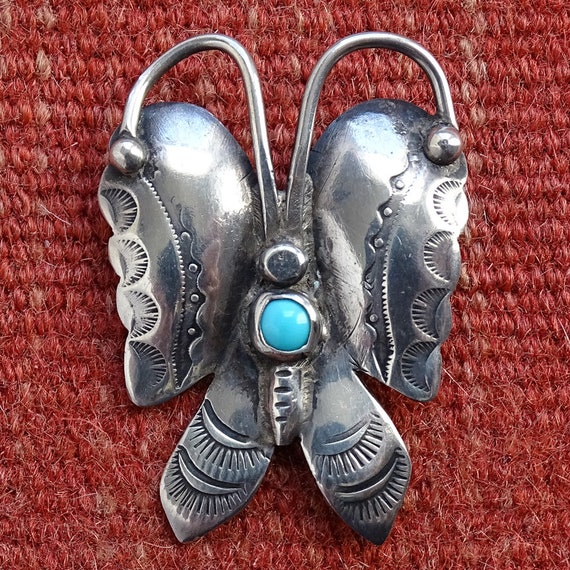 Vintage Navajo, Butterfly Pin Brooch, Turquoise, … - image 4