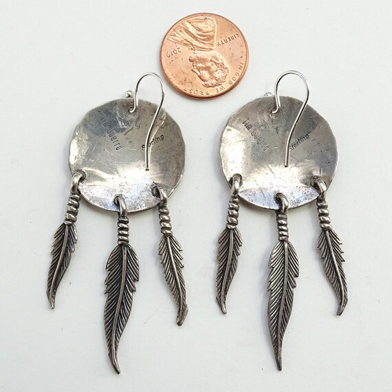 Vintage Tim Guerro Navajo Feather Dangle Pierced … - image 8