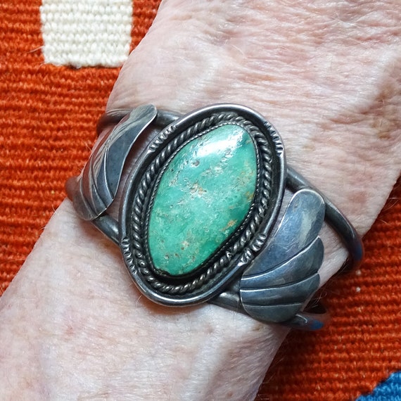 Old Navajo, Natural Green Turquoise, Cuff Bracele,