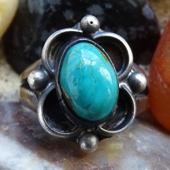 Vintage Navajo, Turquoise, Handmade, Pinky Ring, … - image 1