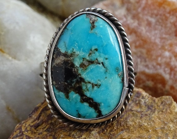 Vintage, Navajo, Native American, Oval Turquoise … - image 2