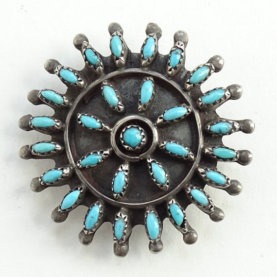 Vintage, Zuni, Sterling Silver, Turquoise, Needle… - image 3