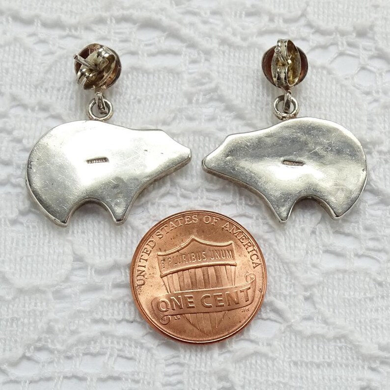 Sw Pay Chart Vintage Southwestern Sterling Silver Pierced Earrings BEAR Malachite ...