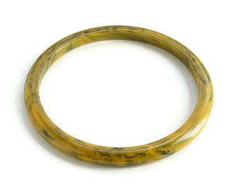 Bakelite Bangle Spacer Bracelet Marbled Caramel Licorice Tested