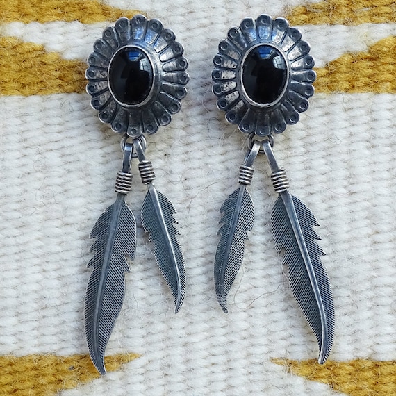 Sterling silver onyx earrings deals