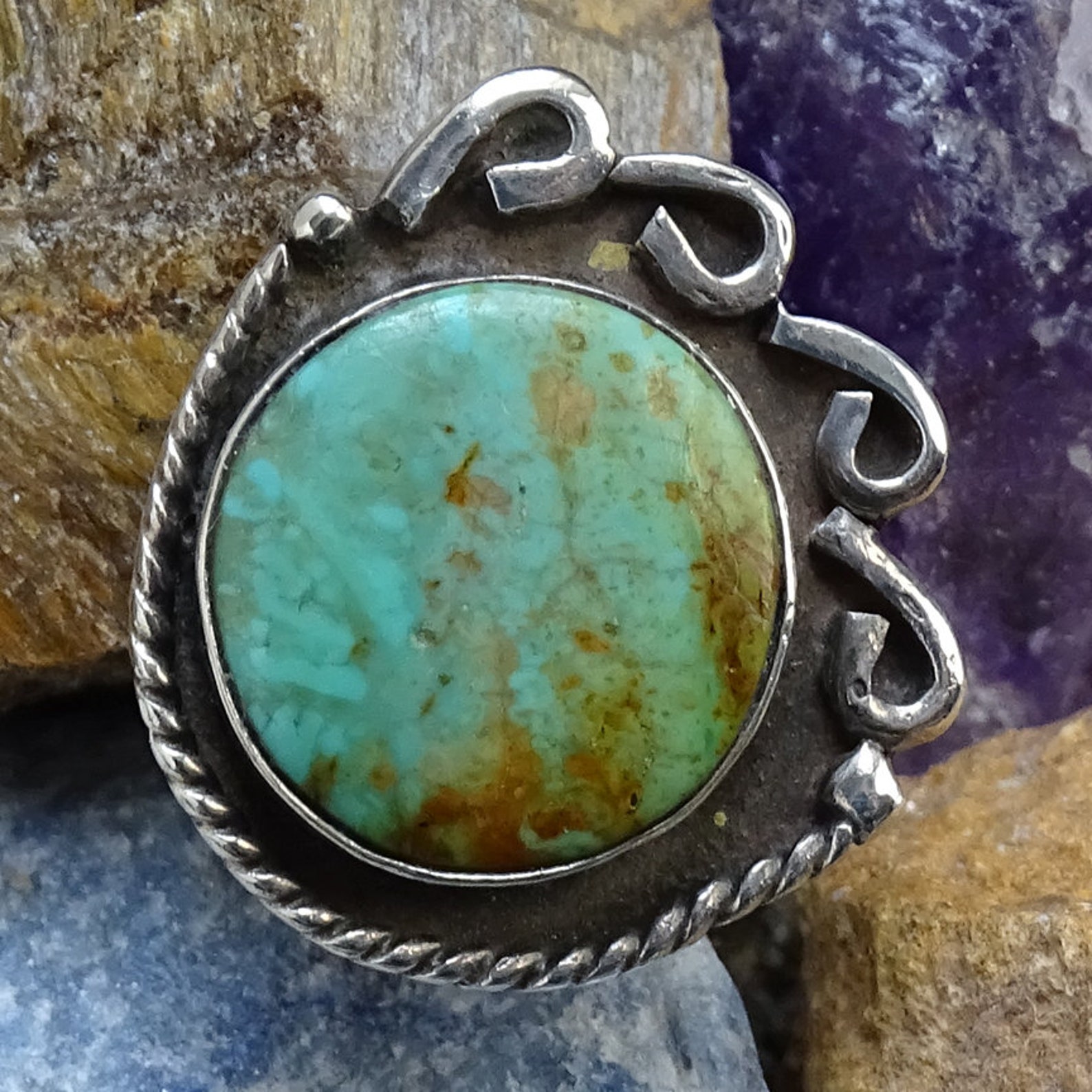Vintage Navajo Turquoise Ring, Sterling Silver, Handmade Size 7 - Etsy