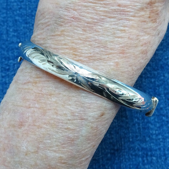 Vintage, Sterling Silver, Hinged Bangle Bracelet, 