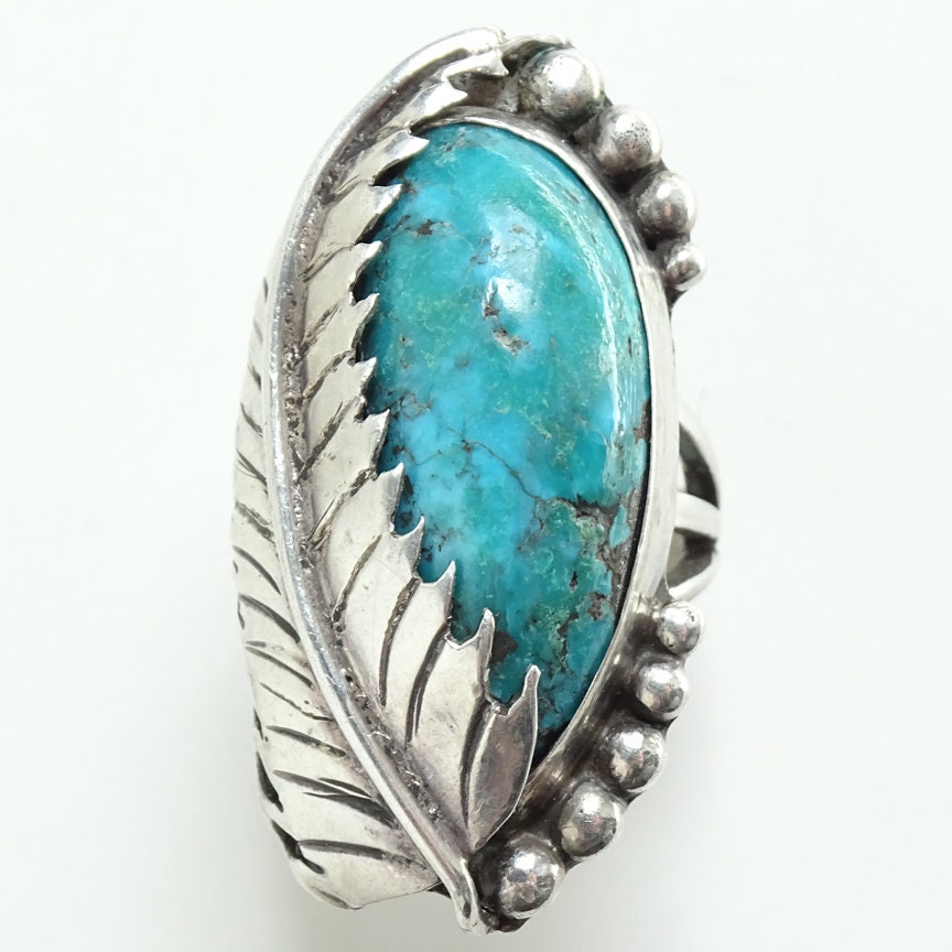 Exquisite Navajo Turquoise Ring Size 10 Sterling Silver Exquisite Navajo Turquoise Ring Size 10 Sterling Silver