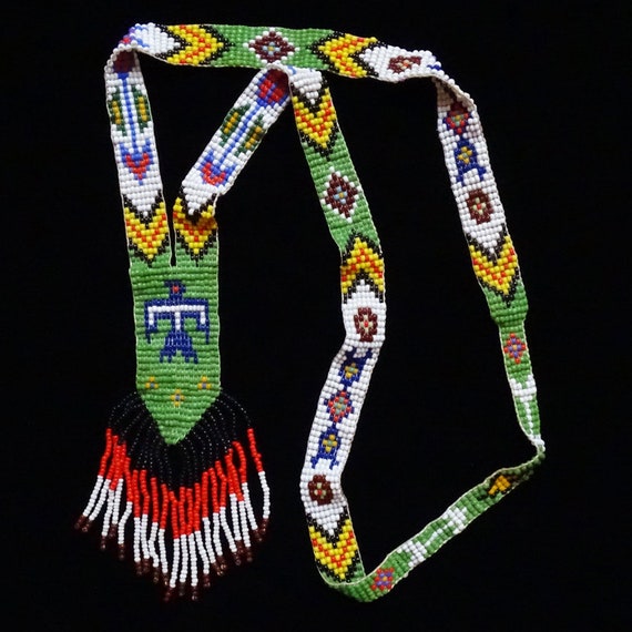 Vintage Native American, Navajo Beadwork Necklace… - image 9