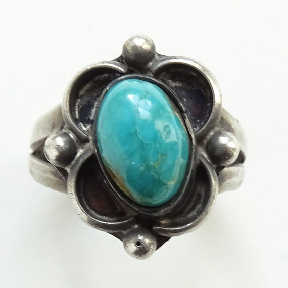 Vintage Navajo, Turquoise, Handmade, Pinky Ring, … - image 7