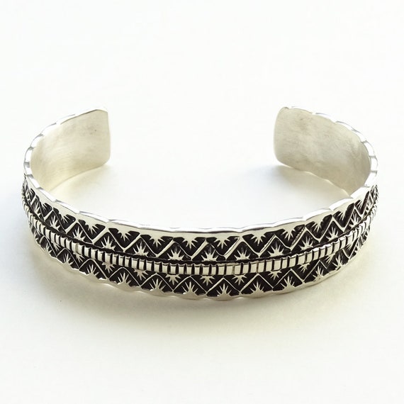 Vintage Navajo T. Jon Sterling Silver Large Cuff Bracelet - Etsy