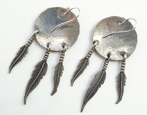 Vintage Tim Guerro Navajo Feather Dangle Pierced … - image 6