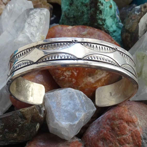 Vintage, JM, Fred Harvey Era, Navajo, Ingot Silver, Cuff Vintage, JM, Fred Harvey Era, Navajo, Ingot Silver, Cuff