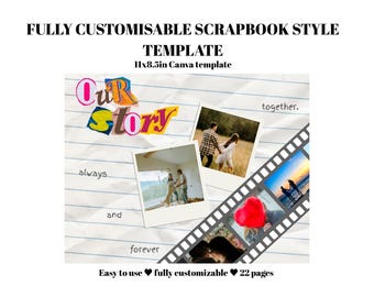 Personalized Couples Scrapbook Template | Anniversary Gift | Custom Gift | Couple Gift | Photo book | Engagement Gift | Canva Template