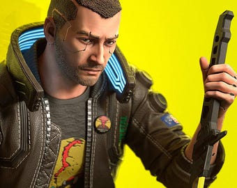 Figura impresa en 3D de Cyberpunk 2077: Samurái Mercenario, sin pintar
