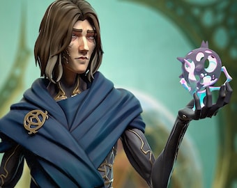 Figura impresa en 3D de Viktor Arcane, estatua de League of Legends, sin pintar