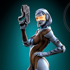 EDI 3D Printed Figure, Mass Effect Normandy AI Resin Statue, Unpainted