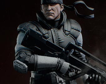 Solid Snake 3D Printed Figure, Metal Gear Solid Stealth Operative, Unpainted