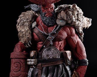 3D Printed Hellboy Figure - Legendary Demon Hero, Unpainted