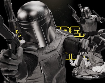 Jango Fett 3D Printed Figure, Star Wars Bounty Hunter, Unpainted