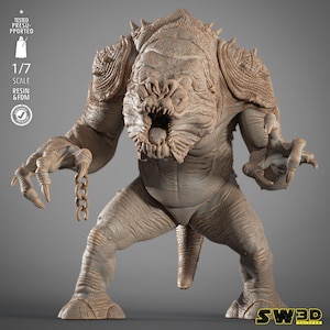 Rancor 3D Printed Figure, Star Wars Monster Statue, Unpainted