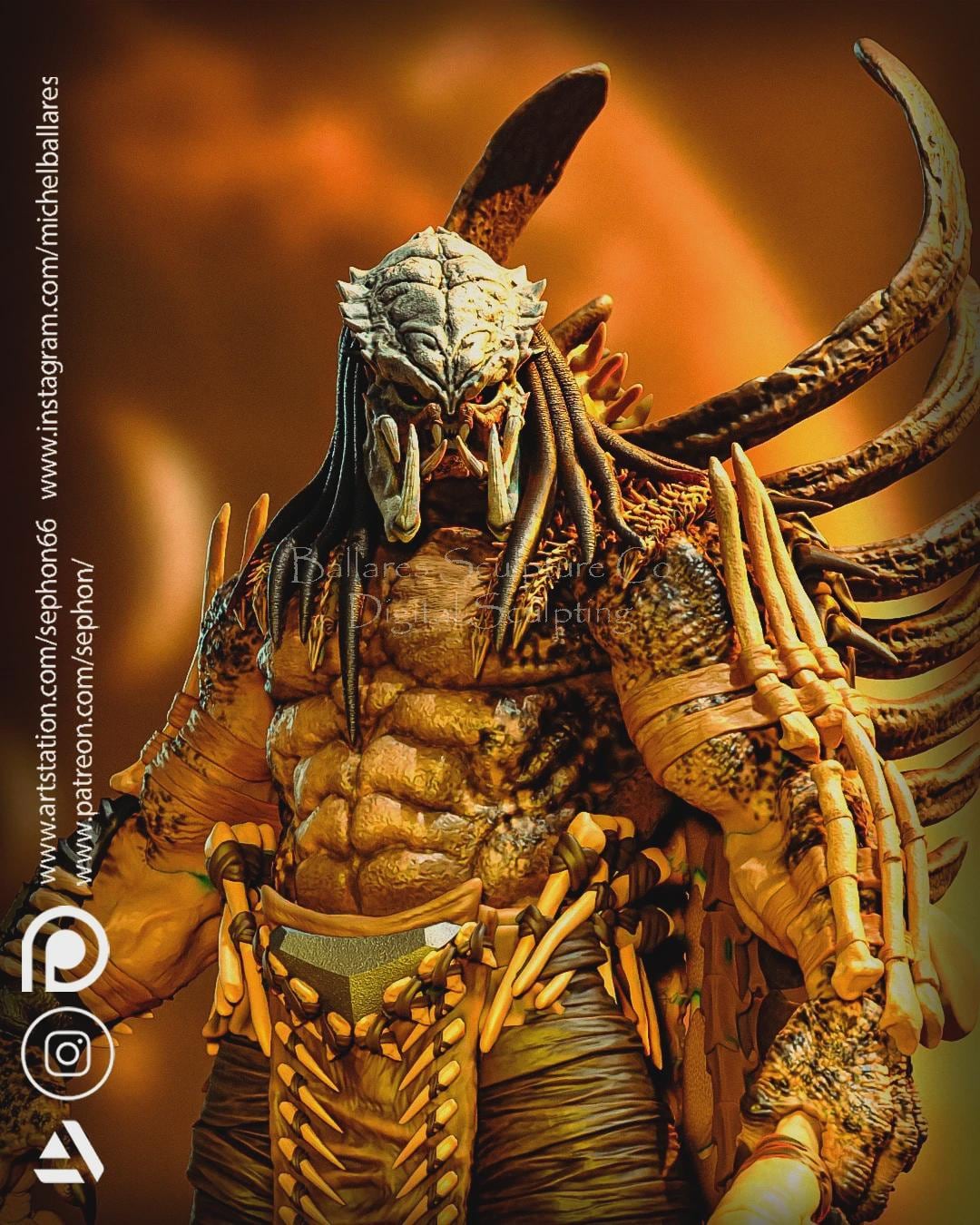 GRENDEL Predator 3D Printed Figure, Unpainted Yautja Predator King
