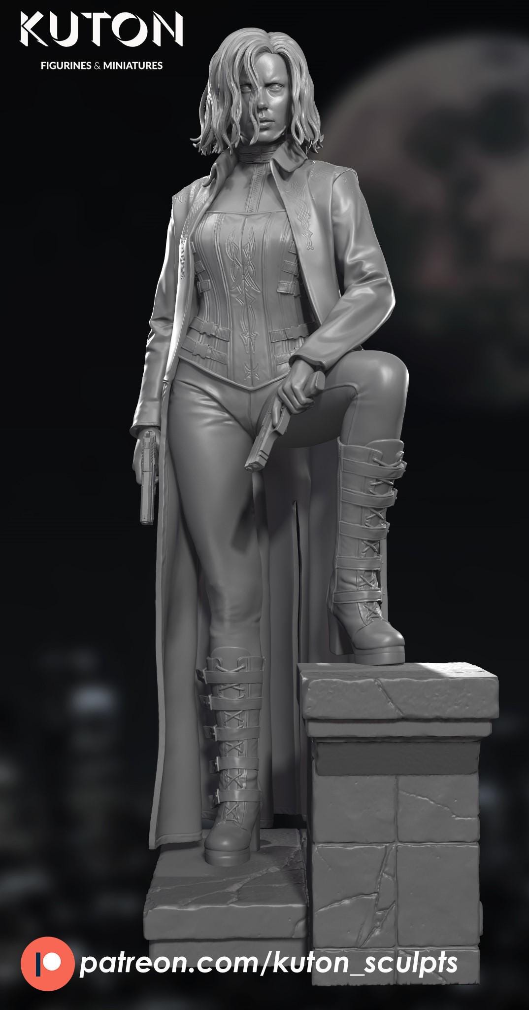 3D Printed Selene Figure - Underworld Vampire Warrior, Unpainted