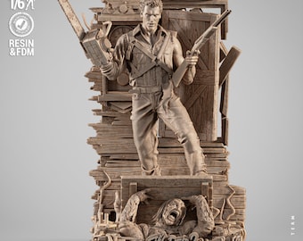 Ash Williams 3D Printed Figure, Evil Dead Chainsaw Hero Statue, Unpainted