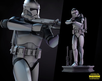 Clone Trooper 3D gedruckte Figur, Star Wars Army, unbemalt