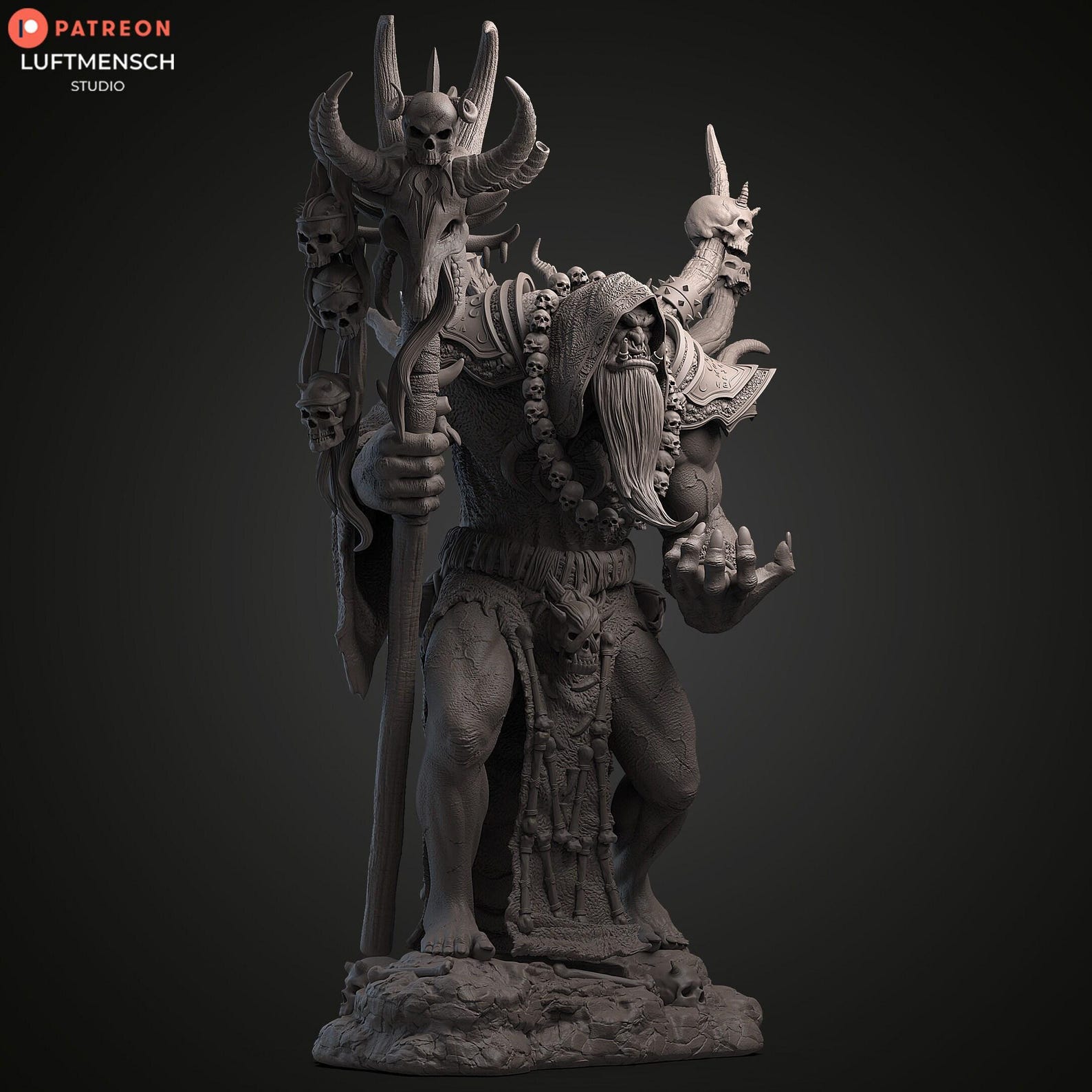 Gul'dan World of Warcraft 3D Printed Figure, Unpainted Orc Warlock ...
