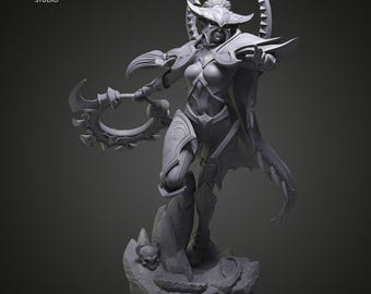Maiev Shadowsong WoW 3D-geprint figuur, ongeverfd Night Elf Warden-modelset